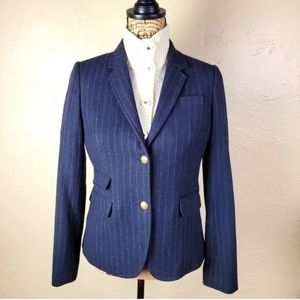 J Crew Schoolboy Wool Blazer Navy Blue Pinstripe S 6
